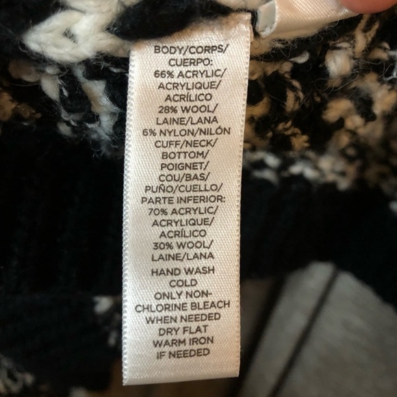 LOFT Black and White Open Waterfall Front Asymmetrical Cardigan Size Medium - Picture 16 of 16